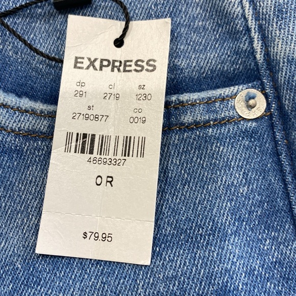 Express Ladies Light Wash Ripped Cropped Skinny Hyper stretch Jeans NWT Size 0R - Picture 5 of 5